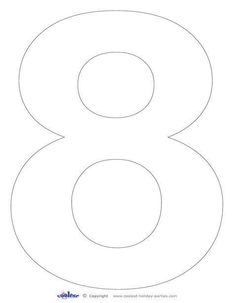 Printable Number 8 Coolest Free Printables Diy Birthday Number, Large Printable Numbers, Peppa Pig Invitations, County Fair Birthday, Number Crafts, Alphabet Letter Crafts, Free Printable Numbers, Birthday Freebies, Cake Templates