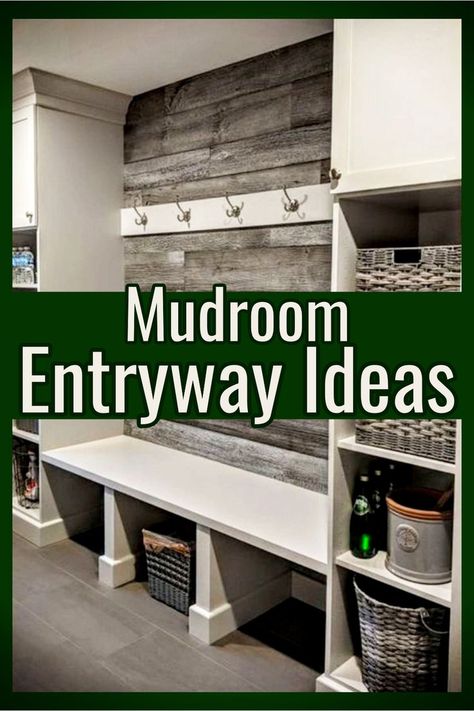 Mudroom Entryway Ideas for a gorgeous mudroom foyer entry hall.  These entryway ideas are also mudroom ideas for decorating your entryway in farmhouse mudroom style Mudroom With Window In Middle, Mudroom With Window, Stairs Mudroom, Farmhouse Mudroom Decor, Mud Room Designs, Diy Mudroom Wall, Mudroom Entryway Ideas, Entryway Decor Modern, Mudroom Ideas Diy