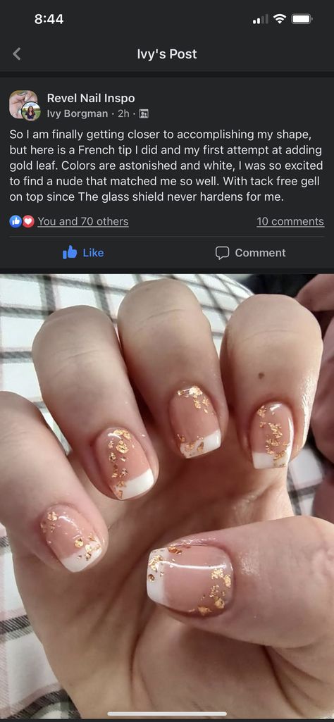 Gold Tip Manicure, Gold Leaf French Tip Nails, French Tip Gold Flakes, French Manicure With Gold Accent, French With Gold Flakes, French Tip With Gold Flakes, Gold Leaf Nails, Formal Nails, White French Tip