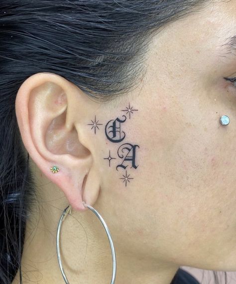 Tattoos On Face, Star Face Tattoo, Small Face Tattoos, Face Tattoos For Women, Small Chest Tattoos, La Tattoo, Anklet Tattoos, Chicano Tattoos, Gemini Tattoo