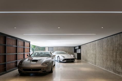 Schmidt Architecture | Wagner Guest House Outside Garage Lights, Garage Lighting Ideas, Garage Lounge, Contemporary Garage, Garage Design Interior, Luxury Car Garage, Underground Garage, Modern Home Offices, Tv Unit Decor