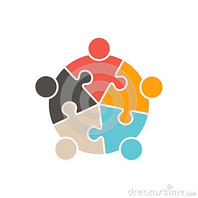 Teamwork People five puzzle pieces. Hr Logo, Preschool Logo, Teamwork Logo, Unity Logo, Puzzle Logo, Logo Reference, Work Icon, Logo Clipart, People Logo