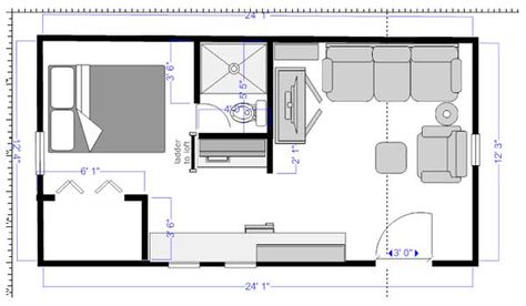 12x24 Tiny House, Florida Cracker, Cracker House, Cheap House, Tiny House Blog, Shed Home, Cabin Floor, Straw Bale, Loft Space