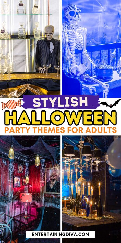 Stylish Halloween Party Themes For Adults | Party Ideas Adults Party Ideas, Unique Halloween Party Themes, Harry Potter Party Theme, Halloween Party Themes For Adults, Cool Halloween Party, Diy Halloween Bottles, Halloween Scene Setters, Party Themes For Adults, Best Halloween Party