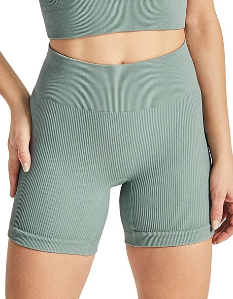 Ribbed Biker Shorts for Women High Waist Athletic Workout Running Gym Shorts Butt Lifting Freely Combined Work Out Gym Set (Y008SPM-Blue) at Amazon Women’s Clothing store Ribbed Biker Shorts, Work Out Gym, Yoga Outfits, Workout Tops For Women, Workout Crop Top, Waist Workout, Athlete Workout, Crop Top Bra, Padded Sports Bra