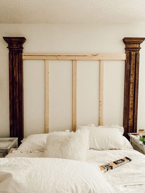 Mantle Headboard, Diy King Headboard, Headboard From Old Door, Diy Headboard Wooden, Antique Headboard, Diy Bed Headboard, Diy Wood Headboard, Repurposed Headboard, Wall Mounted Headboards