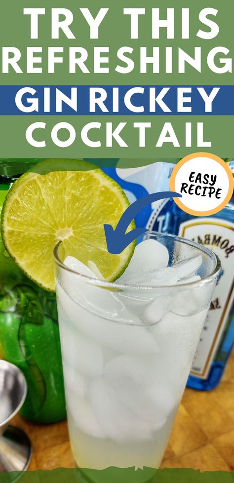 Gin Rickey Recipe, Cucumber Drinks, Rickey Cocktail, Pink Gin Cocktails, Gin Rickey, Gin And Soda, Alcholic Drinks, Cocktail Drinks Alcoholic, Gin Cocktail Recipes