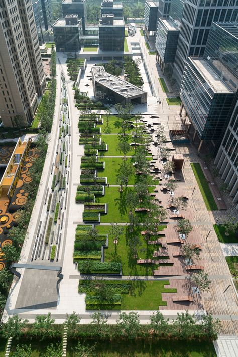 Grounded: new landscape projects | News Martha Schwartz, Linear Park, Urban Landscape Design, Plans Architecture, Landscape Model, Landscape Architecture Design, Urban Park, Business District, Roof Garden