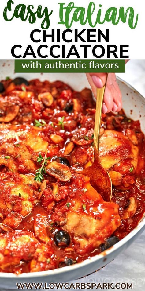 Elevate your dinner game with a Classic Chicken Cacciatore, the ultimate comfort food with a rustic Italian twist. This easy recipe features chicken thighs simmered in a savory blend of veggies, herbs, and flavors, making it a perfect dish for any cooking level. Whether on the stovetop or in the slow cooker, it's a hearty and satisfying meal that's sure to become a family favorite. Chicken Cacciatore With Rice, Stove Top Chicken Cacciatore, Chicken Cacciatore With Chicken Breast, Chicken Cattitore Recipes Easy, Chicken Cacciatore Crock Pot Slow Cooker, Slow Cooker Chicken Cattitore, Chicken Thigh Cacciatore, Chicken Cattitore Recipes Crockpot, Italian Chicken Thigh Recipes