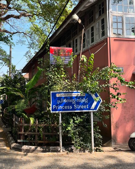 Fort Kochi Aesthetic, Kochi Aesthetics, Fort Kochi Beach, Version Board, Aesthetic Cafes, Dance Shoot, Fort Kochi, Colourful Buildings, Flowers Aesthetic