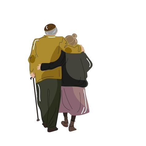 Vector old people walking and huggingvec... | Premium Vector #Freepik #vector #grandmother #elderly-people #grandfather #old-people Man Sitting On Bench, Grandmother And Grandfather, Couple Line Art, Sitting On Bench, Elderly Couples, People Walking, Love In Islam, Man Sitting, City Park