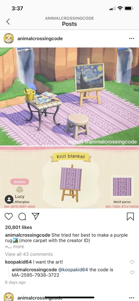 Animal Crossing Leaf, Purple Blanket, Cottage Witch, Purple Carpet, Animal Crossing Guide, Purple Animals, Path Design, Qr Codes Animal Crossing, New Animal Crossing