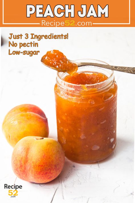 Amongst all the homemade jam recipes on the blog, I’ll have to confess this peach jam without pectin took my heart. It has such a mellow sweet and balanced taste, I almost fell in love with it. This peach jam without pectin is thick and spreadable. Though without skin the jam has a fruity taste rather than an intense peach flavor. #peach #peachjam #Freezerpeachjam #Withoutpectic #peachjamwithoutpectin #nopectin #lowsugar #nopeels #jamrecipeswithoutpectin #jamrecipes #peachrecipes Peach Jam Recipe No Pectin, Peach Jam Recipe Without Pectin, Homemade Jam Recipes, Peach Preserves Recipe, Spiced Peach Jam, Homemade Peach Jam, Peach Freezer Jam, Jam Without Pectin, Fresh Peach Recipes