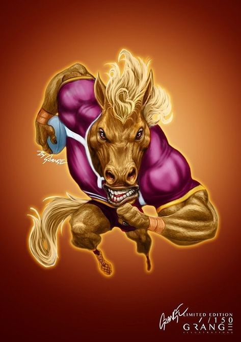 Nrl Broncos, Broncos Wallpaper, Cool Cartoon Drawings, National Rugby League, Card Tattoo Designs, Brisbane Broncos, Team Mascots, Card Tattoo, Rugby League