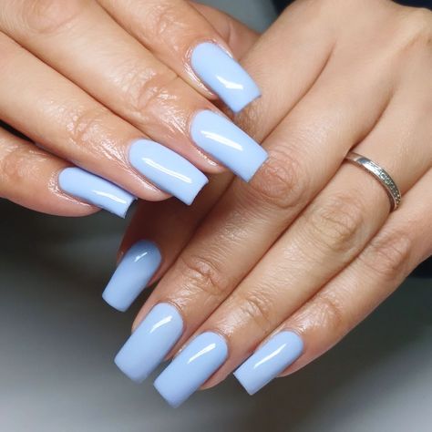 My favorite shade of blue 😍🩵 It looks hella edible 😅 • • • 📍Mitchell's Plain 📲065 940 1870 for bookings Milk Nails Short, Square Nails Light Blue, Blue Nails Square, Powder Blue Nails, Blueberry Milk Nails, Milk Nails, Nails Light Blue, Blueberry Milk, Nails Square