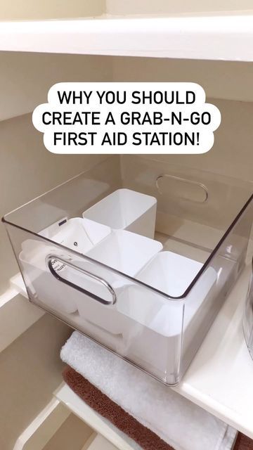 How To Organize First Aid Supplies, First Aid Station Ideas, First Aid Storage Organizing, Band Aid Storage Ideas, Band Aid Organization, First Aid Storage Ideas, First Aid Organization Storage, Caddy Organization Ideas, First Aid Organization