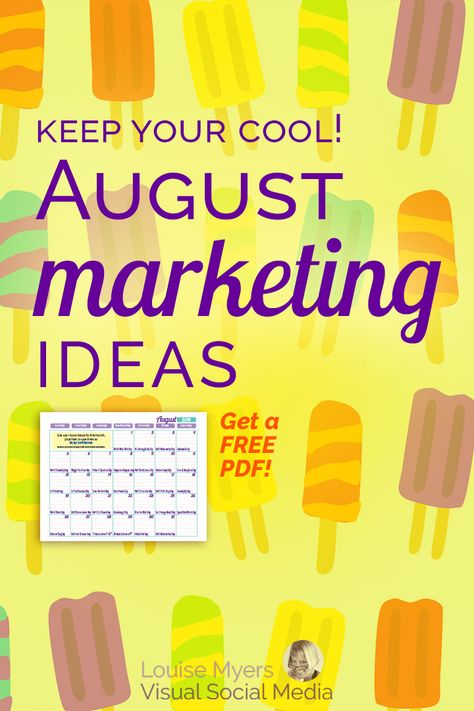 Keep cool this August with marketing ideas for social media and blogging! CLICK for inspiration on a FREE printable download! Perfect for small businesses, entrepreneurs, and bloggers. | #LouiseM #SmallBusinessTips #ContentMarketing #Bloggers #SocialMediaMarketing #SMM Social Media Content Ideas Small Businesses, August Marketing Ideas, Weekly Posting Schedule Social Media, Social Media Content Ideas For Event Planners, September Social Media Challenge, Content Schedule Social Media Marketing, Event Planner Social Media Posts, Grow Your Social Media, Church Marketing