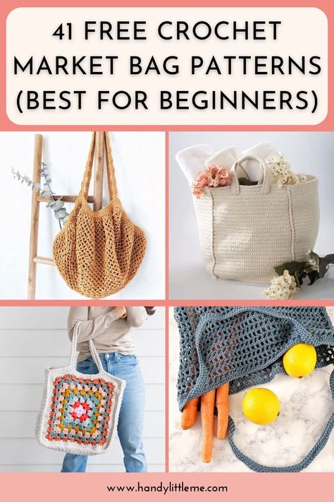 41+ Free Crochet Market Bag Patterns (Best For Beginners). Make a crochet mesh bag or a crochet grocery bag with one of these free patterns. #crochet #crochetbag #crochetpatterns #crochetmarketbag #crochetmeshbag Crochet Market Bag Free Pattern, Market Tote Pattern, Mesh Market Bag, Crochet Grocery Bag, Crochet Bag Pattern Tote, Market Bag Crochet, Tote Crochet, Crochet Tote Pattern, Crochet Market