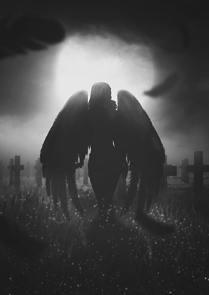 Grace by AndrejZT | Redbubble Dark Angelcore Aesthetic, Dark Angelcore, Fallen Angel Aesthetic, Fallen Angel Wings, Dark Angel Wings, Angelic Aesthetic, Angel Dog, Black Angel Wings, Dark Wings