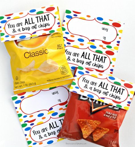 Chips and "You Are All That & a Bag of Chips" cards make are simple, quick, inexpensive, and kid approved Valentines for older kids. Valentines For Older Kids, Potato Chip Nachos, Bag Of Chips, Appreciation Printable, Printable Valentines Cards, Kids Bag, Preschool Valentines, Valentine's Day Printables, Free Gift Tags