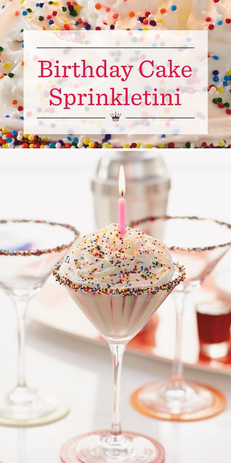 Birthday Cake Martini Recipe, Alcholic Drink Birthday Cake, Birthday Martini Recipe, Birthday Cake Shots Recipe, 21st Bday Drinks, 21st Birthday Cocktails, Martinis And Weenies Party, Birthday Drink Ideas, Martini Birthday Cake