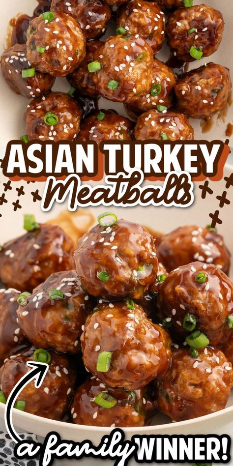 Asian Turkey Meatballs Turkey Meatball Sauce, Ground Turkey Meatball Recipes, Meatball Dinner Recipes, Asian Turkey Meatballs, Asian Turkey, Turkey Meatballs Healthy, Ground Turkey Meatballs, Asian Meatballs, Meatball Dinner