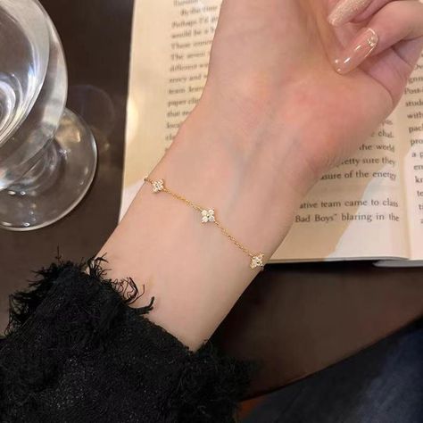 18K Gold Four Leaf Clover Bracelets for Women, Flower CZ Diamond Bracelet, Silver Bracelet,womens Bracelet, Wedding Bracelet, Gift for Her - Etsy Blue Flower Bracelet, خواتم خطوبة, Silver Flower Bracelet, Girl Korean, Floral Bracelet, Hand Jewelry, Flower Bracelet, Bracelet For Women, Four Leaf Clover