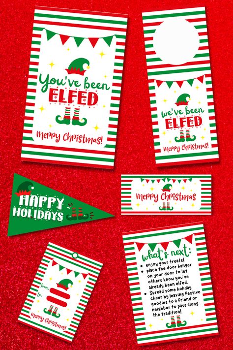 You've Been Jingled, You've Been Elfed, Free Christmas Tags Printable, Elves Gift, Christmas Ideas Gifts, Christmas Gift Exchange, Christmas Tags Printable, Mini Flags, Christmas Party Favors