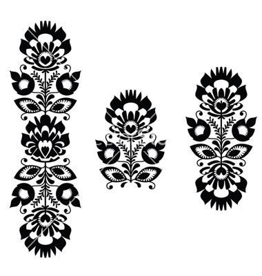 Monochrome polish folk traditional pattern stripes on VectorStock Polish Embroidery, Slavic Tattoo, Polish Tattoos, Polish Folk Art, Polish Folk, Hungarian Embroidery, Disney Tattoo, Redwork Embroidery, Folk Embroidery