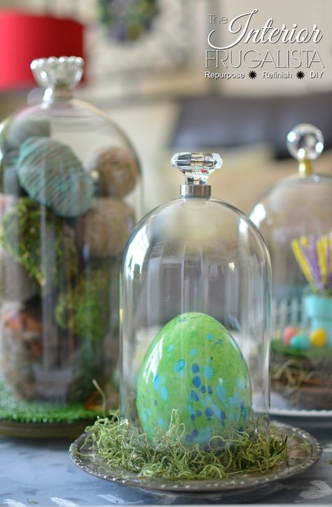 How To Make Easy and Affordable DIY Glass Cloches | The Interior Frugalista Glass Cloches, Repurposed Projects, Cloche Decor, Furniture Knob, Glass Dome Cloche, Glass Cylinder Vases, Glass Cloche, Upcycled Home Decor, Glass Furniture