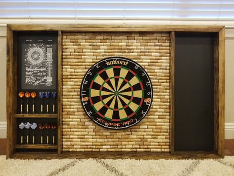 Dart Backboard Ideas, Dart Board Surround, Dart Boards, Indoor Dart Board Wall, Darts Wall, Dart Board Backboard Diy, Darts Board Ideas, Dart Board Wall Diy, Dart Board Ideas