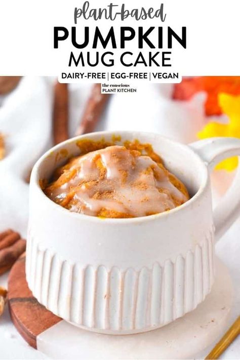 Mug Cake Protein Powder, Gluten Dairy Egg Free Recipes, Parkin Recipes, Dairy Egg Free Recipes, Pumpkin Mug Cake, Paleo Pumpkin Recipes, Tofu Dessert, Conscious Plant Kitchen, Mug Dessert