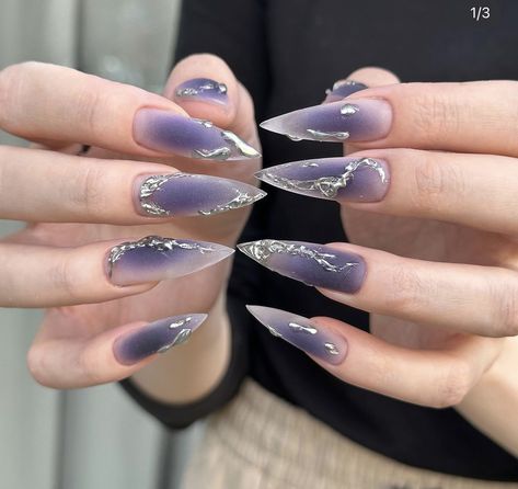 Purple Stiletto Nails, Witch Nails, Punk Nails, Fantasy Nails, Hard Nails, Goth Nails, Grunge Nails, Stiletto Nails Designs, Daily Nail