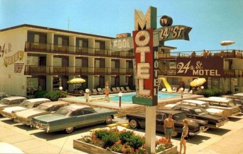 Vintage Motel Aesthetic, 1960s Motel, Motel Aesthetics, Motel Aesthetic, Old Motel, Retro Motel, North Wildwood, Vintage Motel, Sims Inspiration