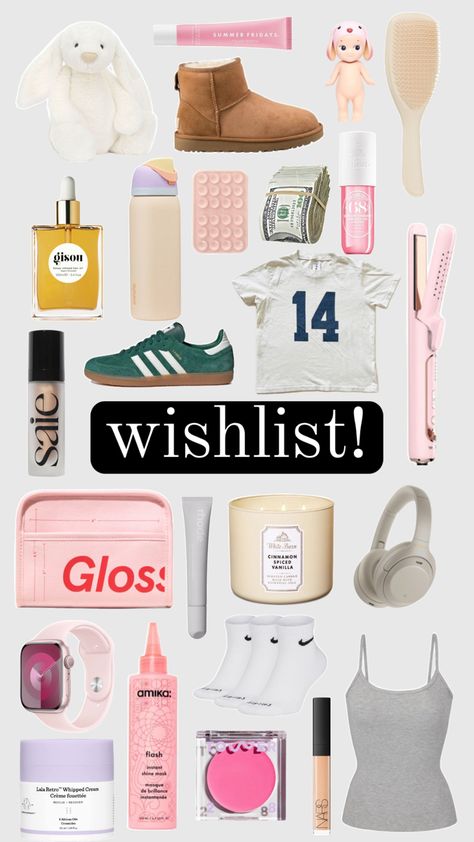 tagss: wishlist clean girl vanilla coastal granddaughter christmas haul birthday aesthetic sephora collage shuffles Clean Girl Aesthetic Christmas List, Christmas List Ideas Clean Girl, Girls Christmas Wishlist 2024, Christmas Wishlist Toys, It Girl Christmas Wishlist, Stuff I Want For Christmas, Cool Girl Christmas List, Clean Girl Gift Ideas, Gift Exchange Aesthetic