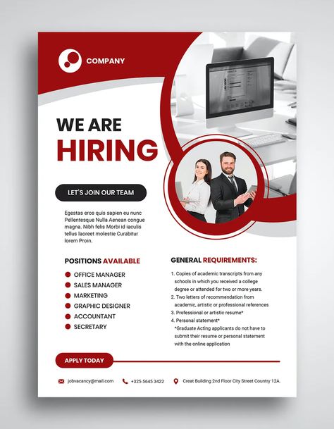 Job Hiring Flyer PSD Template Job Vacancy Poster Template, Job Hiring Poster Creative Template, Hiring Template Design, A4 Advertisement Design, Job Flyer Design, Melificent Costume, Flyer Graphic Design Inspiration, Job Vacancy Poster Design, Job Advertisement Poster