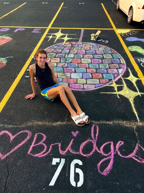 Parking Spot Chalk High School, Chalking Senior Parking Spots, Senior Chalk Art, Senior Parking Spots Chalk, Chalk Parking Spot Ideas, Chalk Your Spot Senior, Parking Spot Chalk Ideas, Senior Parking Space Ideas Chalk, Parking Spot Chalk