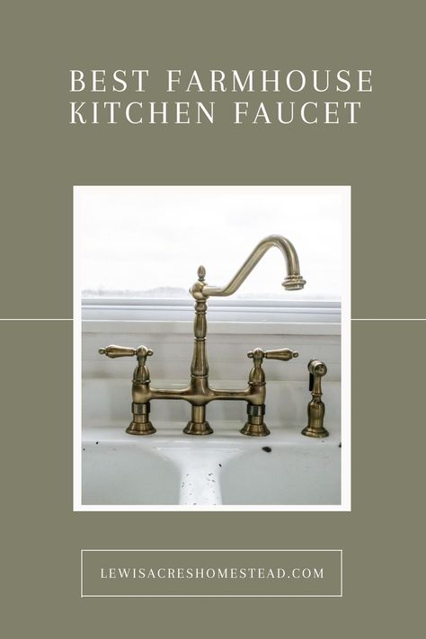 A clickable pin graphic for a Kingston Brass kitchen faucet in the color antique brass. Best Farmhouse, Vintage Farmhouse Kitchen, Old Farmhouse, Farmhouse Sink, Vintage Farmhouse, Kitchen Faucet, Farmhouse Kitchen, Faucet, Kitchens