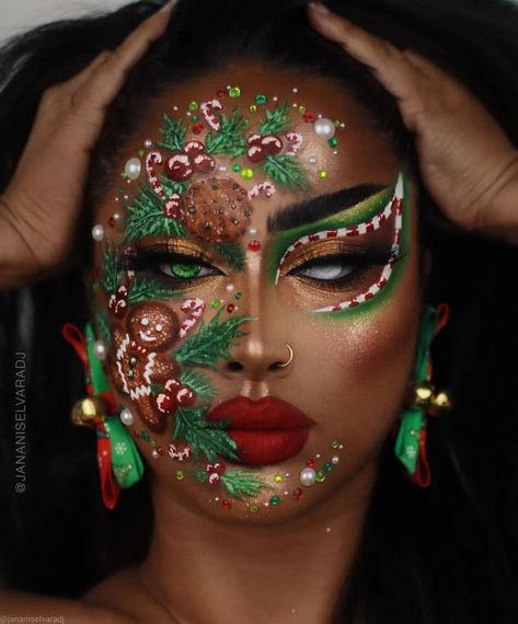 Christmas Face Makeup, Cute Christmas Makeup Looks, Cute Christmas Makeup, Christmas Holiday Makeup, Holiday Makeup Christmas, Holiday Eye Makeup, Christmas Makeup Looks, Christmas Makeup Simple, Holiday Eyeshadow