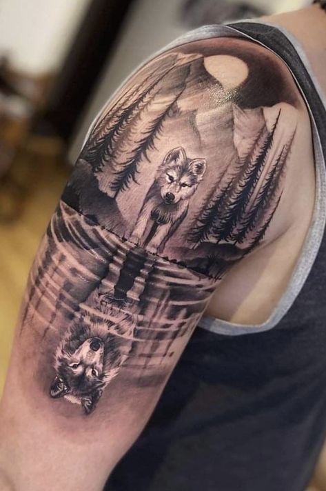 Half Sleeve Tattoos Wolf, Wolf Pack Tattoo, Wolf Tattoo Forearm, Husky Tattoo, Viking Tattoo Sleeve, Wolf Tattoos Men, Lion Tattoo Sleeves, Wolf Tattoo Sleeve