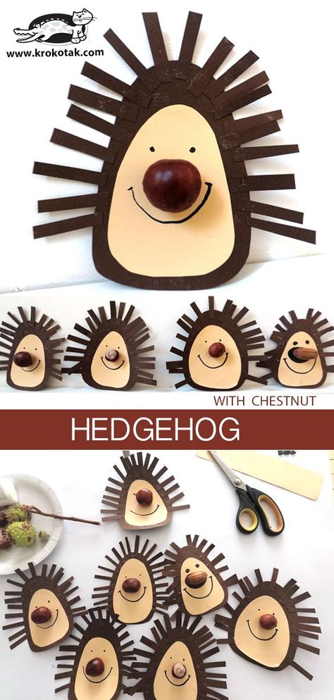 Igel mit Kastanie basteln Fall Crafts For Toddlers, Hedgehog Craft, Fall Crafts For Kids, Autumn Crafts, Childrens Crafts, Fall Kids, Autumn Activities, Animal Crafts, Preschool Art