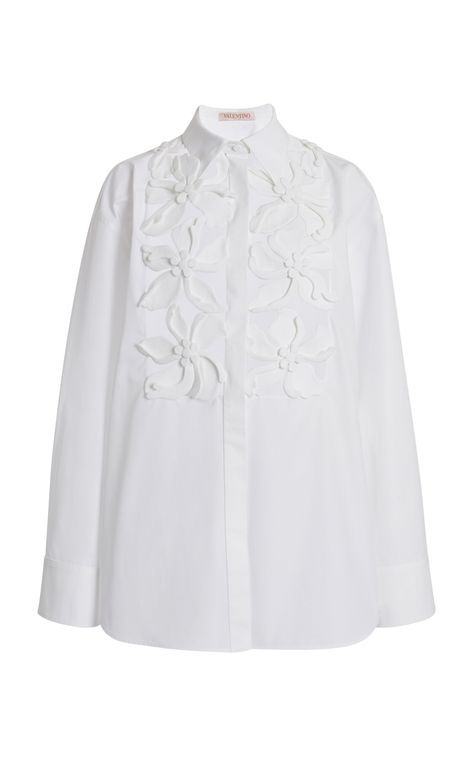 Embroidered Cotton Poplin Shirt by VALENTINO GARAVANI for Preorder on Moda Operandi Cotton Poplin Shirt, Poplin Shirt, Wearing Black, Cotton Poplin, Moda Operandi, Valentino Garavani, Fashion Collection, Grey And White, Spring Summer