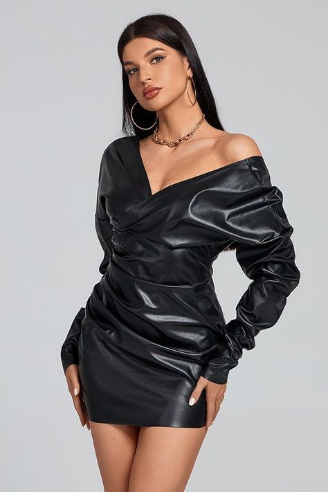 Unveiling Leather Elegance: 19 Leather Dress Outfit Ideas for 2024 Leather Dress Outfit Ideas, Leather Dress Outfit Night, Black Leather Dress Outfit, Corduroy Dress Outfit, Mesh Dress Outfit, White Leather Dress, Leather Dress Outfit, Denim Dress Outfit, Outfits Styling