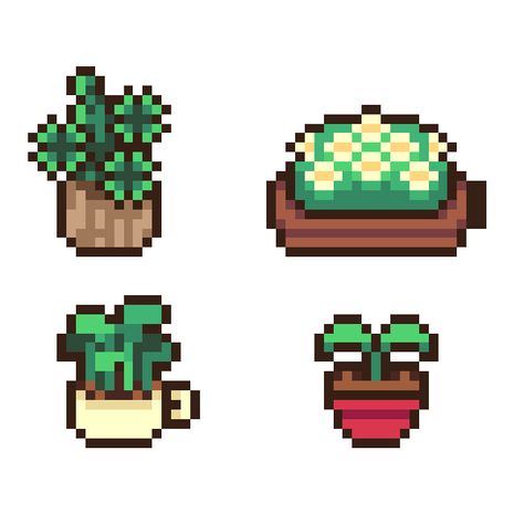 Pixel Flower Art, Pixel Animation Gif, Pixel Art Plants, Green Pixel Art, Plant Pixel Art, Pixel Gif Png, Pixel Plants, Notion Gif, Kawaii Pixel Art