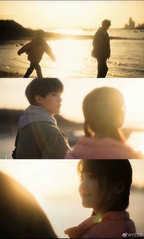 “When I Fly Towards You” (2023) 💞 Zhou Yi Ran & Zhang Miao Yi as the adorable forever couple: Zhang Lu Rang & Su Zai Zai 💖 The Look of Love-watching the sunset together 🌅 Sunset Cinematic, Zhang Miao Yi, Sunset Together, Cinematic Shots, Couple Poses Reference, Dreamy Photography, Human Reference, Human Poses Reference, Cinematic Photography