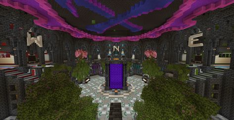 Minecraft Nether Hub, Nether Hub, Nether Fortress Build, Nether Fortress Minecraft, Custom Nether Portal Minecraft, Minecraft Inspo, High Contrast, Window Box, The Expanse