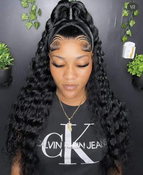 Birthday Hair Styles With Wigs, Lace Front Hairstyles Curly, Deepwave Frontal Wig Hairstyle Ideas, Wigs Styles, 19th Bday, Bday Hair, Wigs Hairstyles, Lace Wigs Styles, Lace Ideas