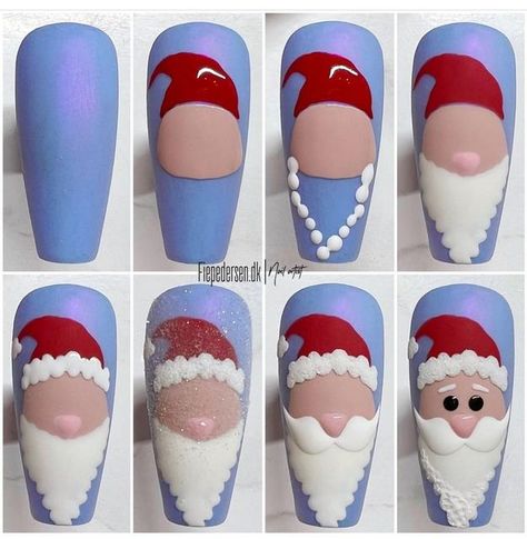 Winter Nail 2023, Santa Nail Art, Beginner Nail Designs, Nail Noel, Christmas Nail Design, Xmas Nail Designs, Nail Art Courses, Nail Art Noel, Nail 2023