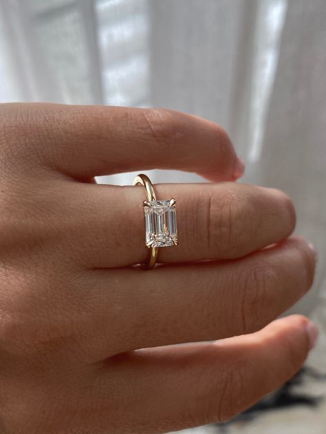 Engagement Rings Horizontal Emerald, Emerald Engagement Ring Sideways, East To West Engagement Rings, East West Baguette Engagement Ring, Emerald East To West Engagement Ring, Vertical Engagement Ring, Emerald East West Ring, Engagement Rings Horizontal, East West Solitaire Engagement Ring