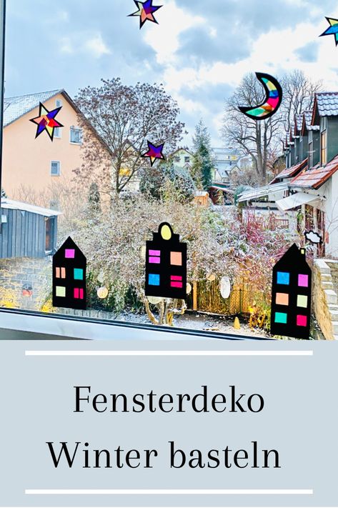 Diese Fensterdeko für den Winter ist ganz einfach nach zu basteln. Winter Kindergarten, School Art Projects, Christmas Cats, Winter Decor, Christmas And New Year, Art School, Good Times, Advent, Activities For Kids